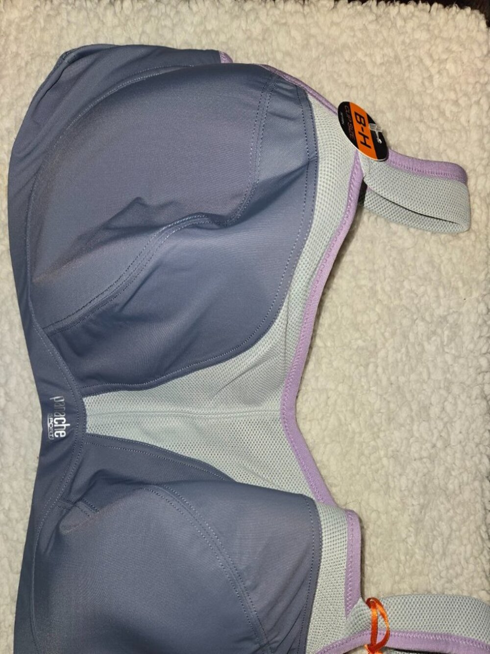 NWT Panache Sport Underwire Sports Bra 34H Gray/Lilac High Impact Style 5021